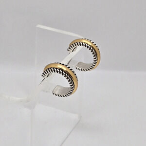 Hoop Earrings Goldtone Silvertone Textured Rope Border Modern Capsule Minimalist